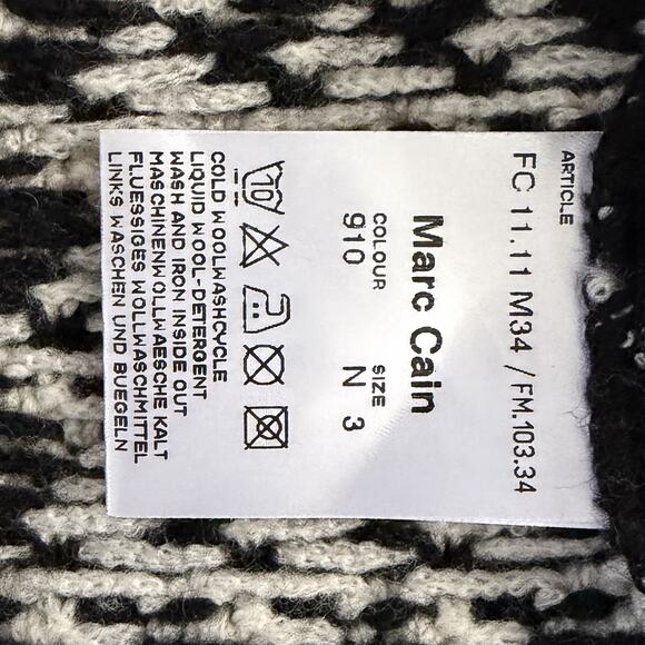 Marc Cain Houndstooth Tweed Wool Black White Button Down Dress - Picture 5 of 6